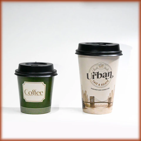 Kit Copos Personalizados p/ Cafeterias com Tampa - 1000 unid de cada
