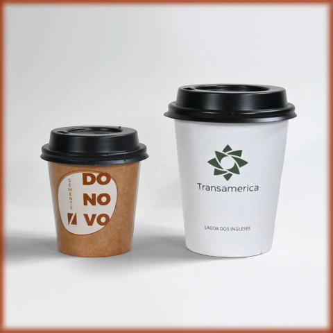 Kit Copos Personalizados p/ Cafeterias com Tampa Completo