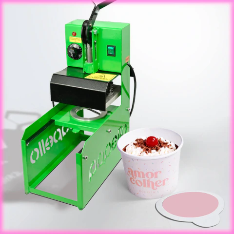 Kit Bolo no Pote Delivery Personalizado com Máquina Seladora - 360ml (220v)