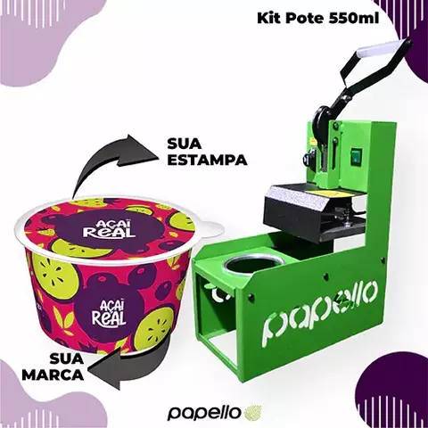 Kit Pote p/ Açai Delivery Personalizado com Seladora 550ml (220v)