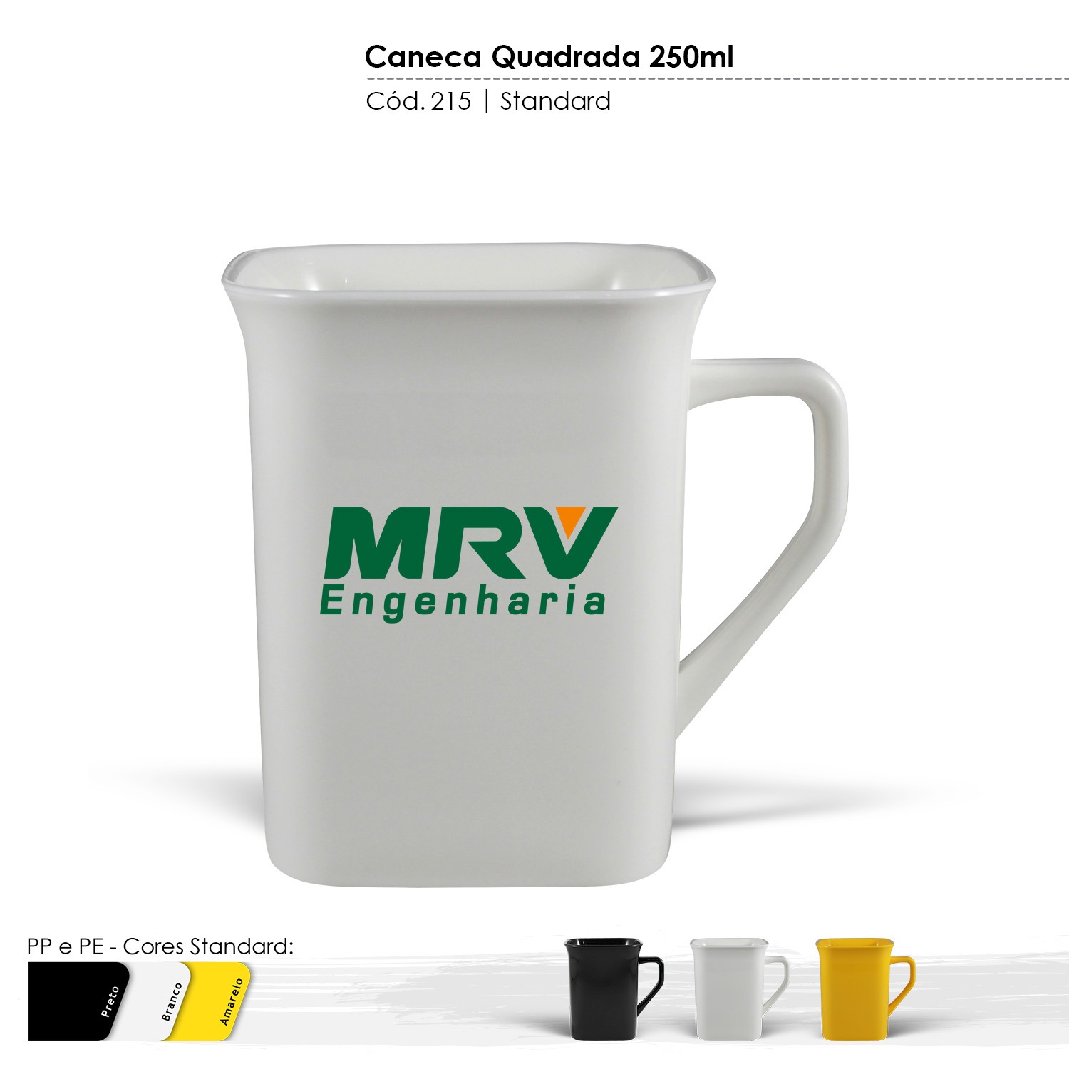 Caneca Quadrada Personalizável 250ml - Plástico - Brindes Vitoria - ES - Brindes Personalizados em Espirito Santo