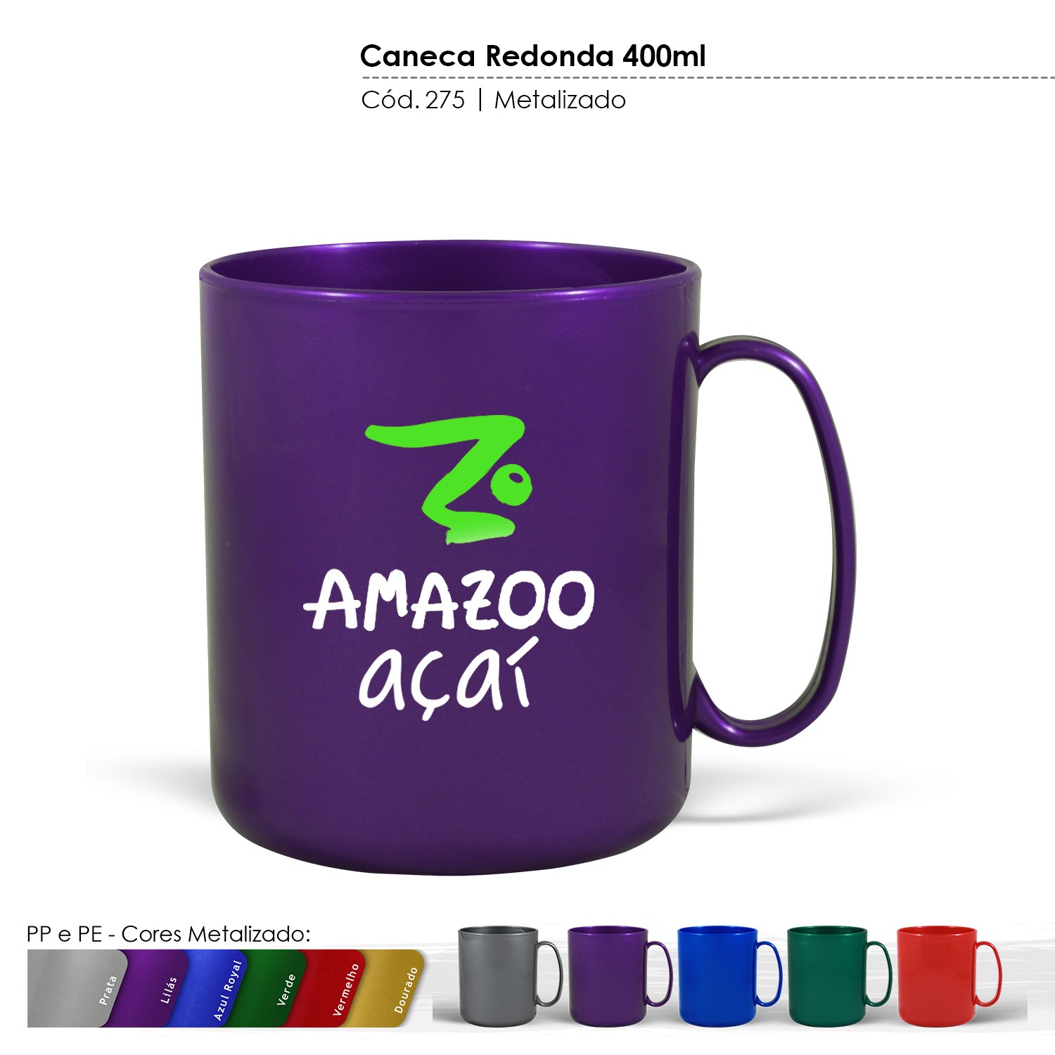 Caneca Redonda Personalizável 400ml - Plástico - Brindes Vitoria - ES - Brindes Personalizados em Espirito Santo
