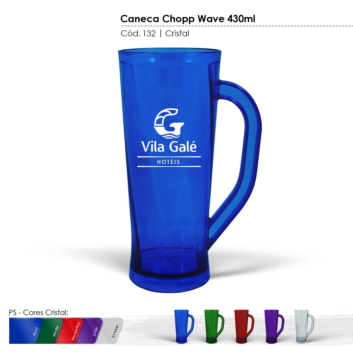 Caneca de Chopp Wave 430ml - Brindes Vitoria - ES - Brindes Personalizados em Espirito Santo