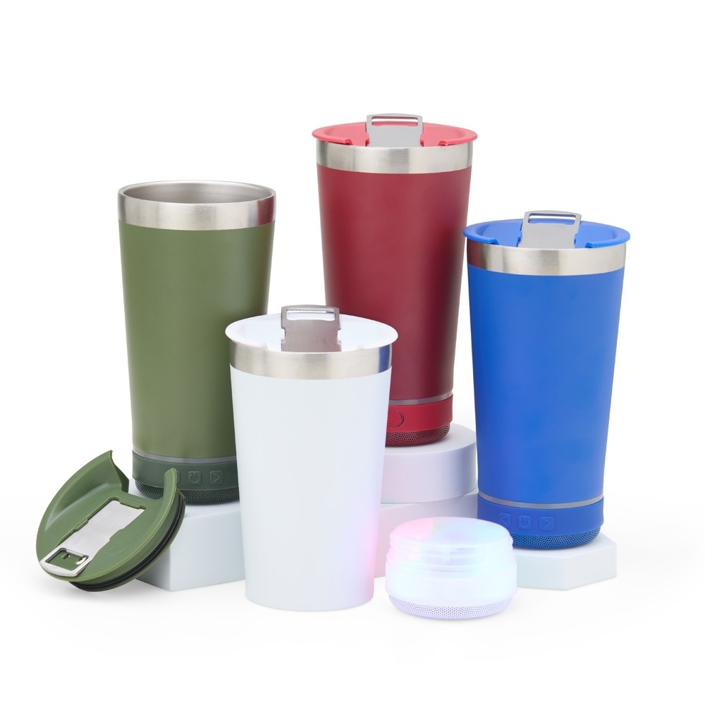 Copo Térmico 400ml com Caixa de Som - Brindes Vitoria - ES - Brindes Personalizados em Espirito Santo