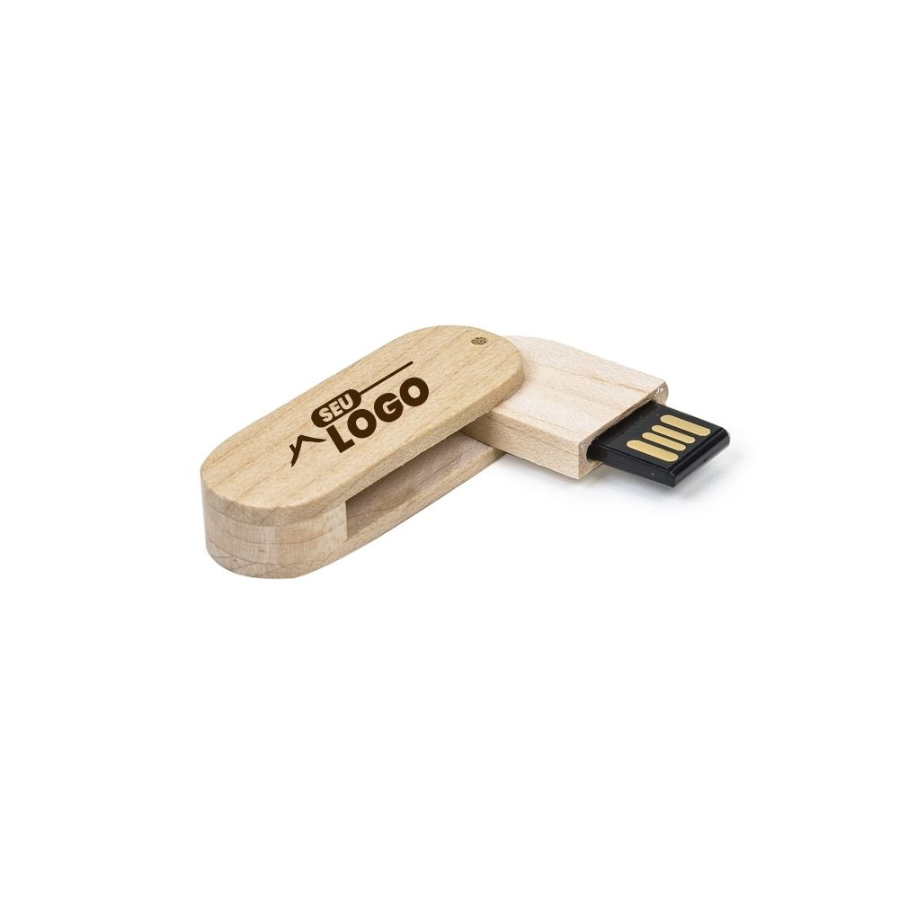 Pen Drive Personalizado Bambu Giratório 4GB/8GB/16GB/32GB | Casa do Brinde