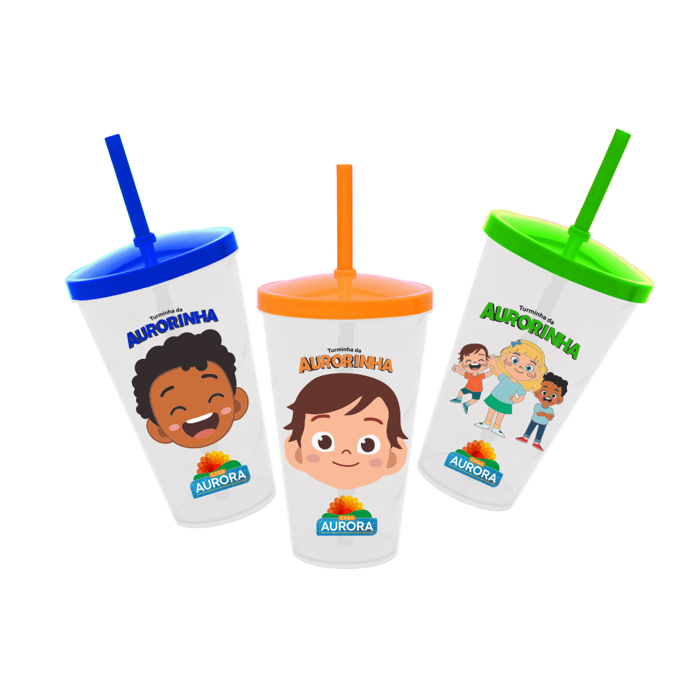 Copo com Canudo 550ml Personalizado Twister Leitoso | Casa do Brinde