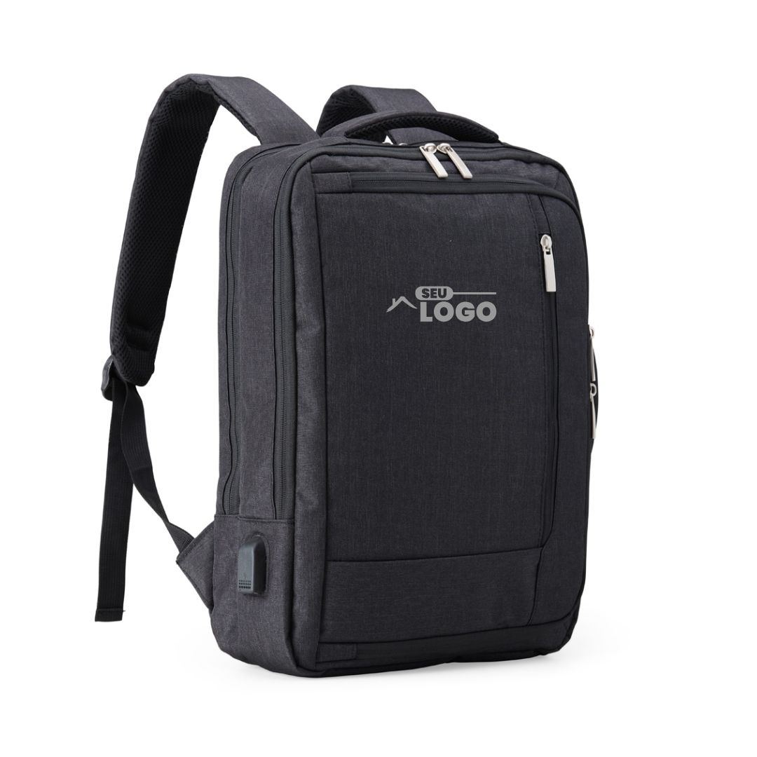 Mochila de Poliéster USB Personalizada 19 Litros | Casa do Brinde