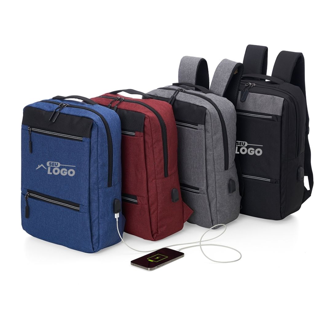 Mochila de Nylon USB 21L Personalizada | Casa do Brinde
