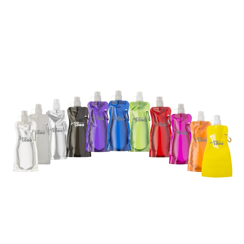 Squeeze Dobrável 450ml Personalizado com Mosquetão | Casa do Brinde