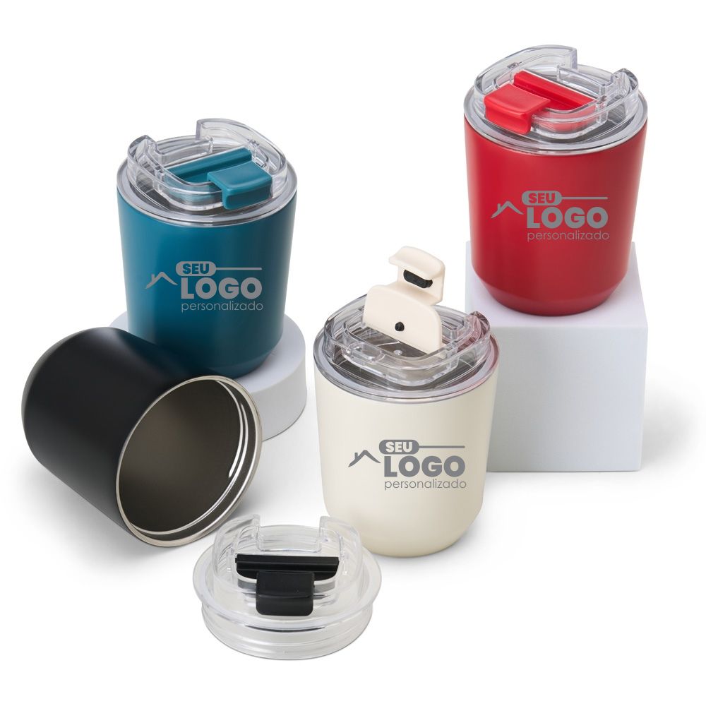 Copo Térmico 280ml Personalizado com Tampa Protetora | Casa do Brinde