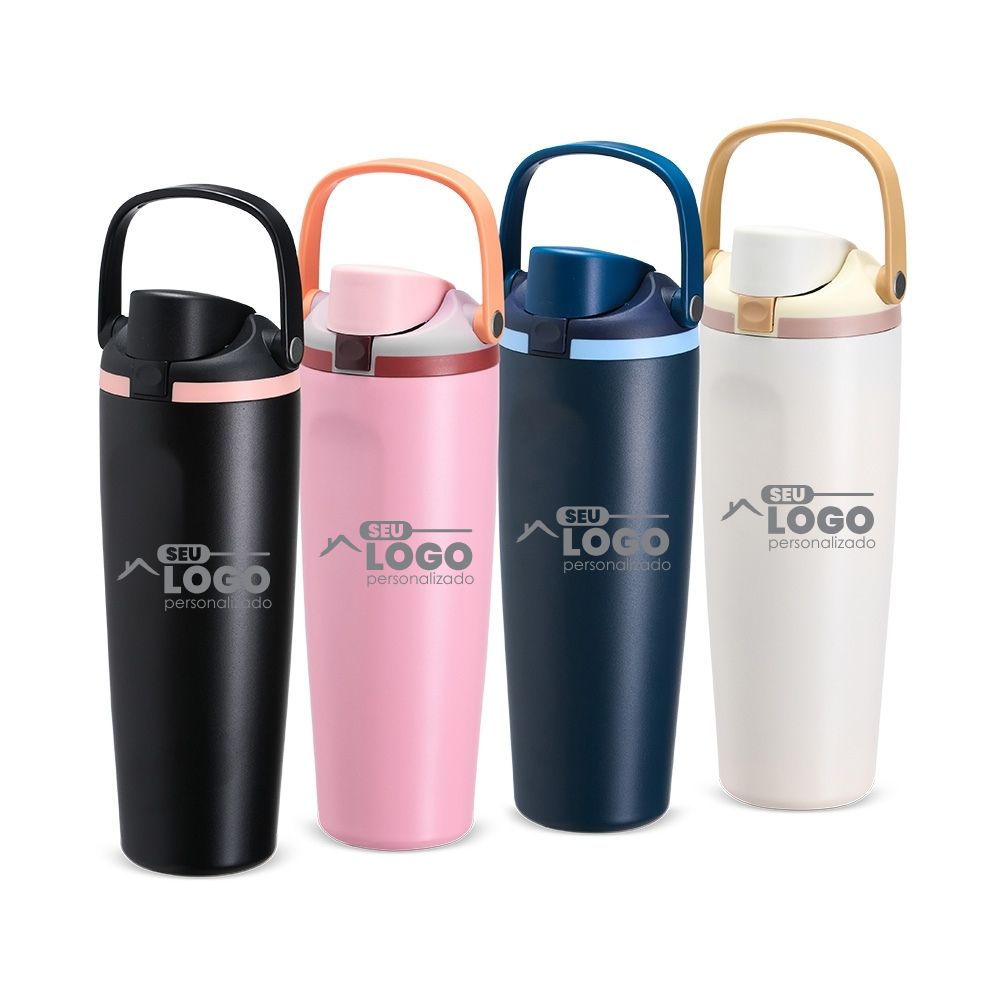Garrafa Térmica 850ml Personalizada com Canudo | Casa do Brinde