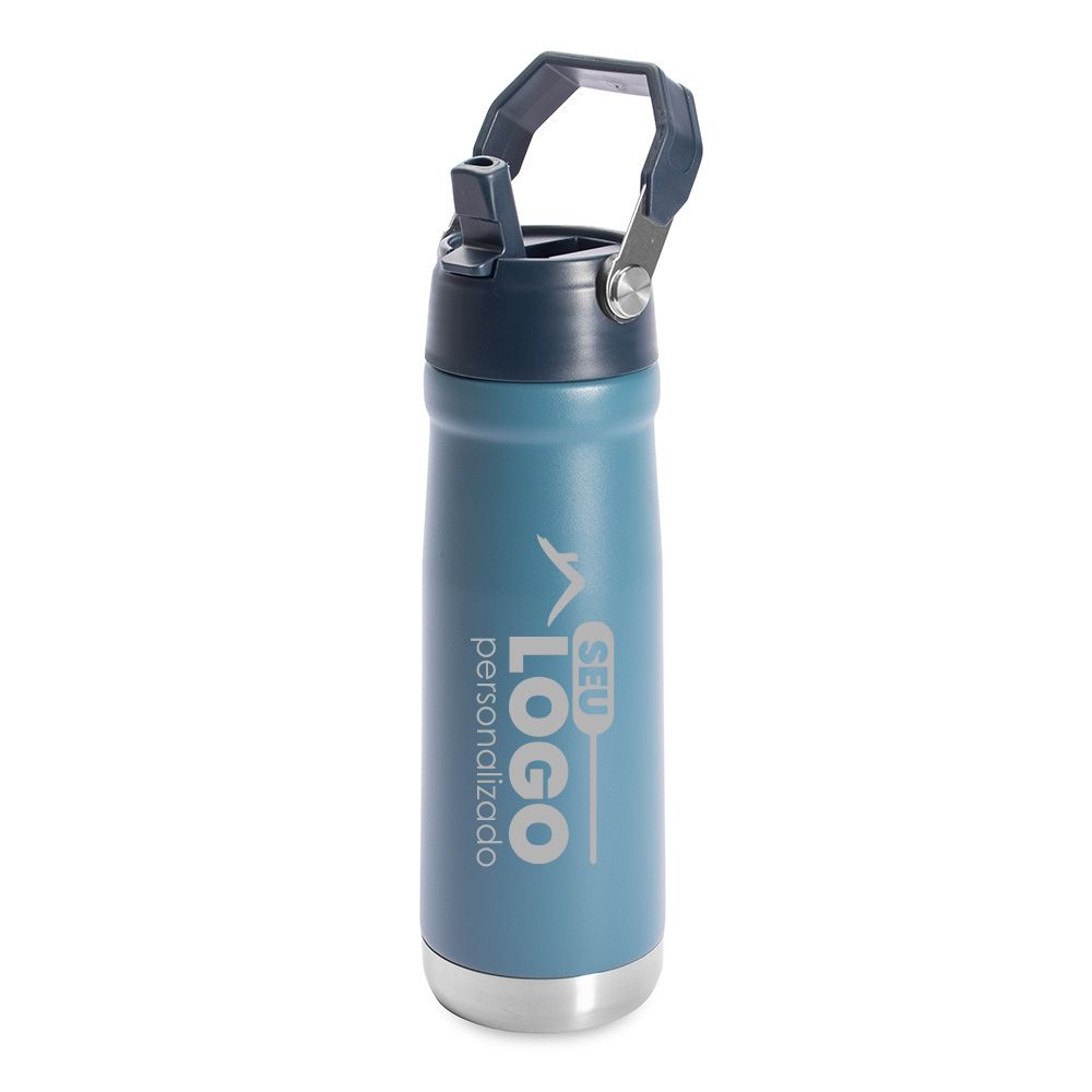 Garrafa Térmica 630ml Personalizada com Canudo | Casa do Brinde