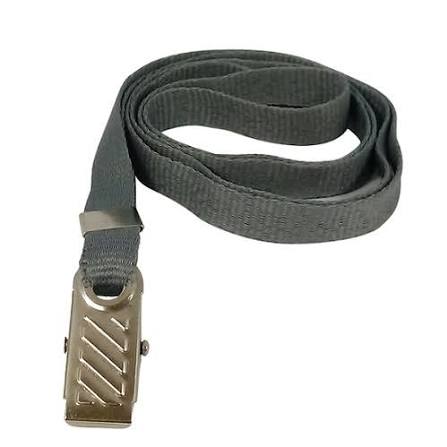 Cordão Liso para Crachá Cinza escuro (12mm) - Espaço do Crachá