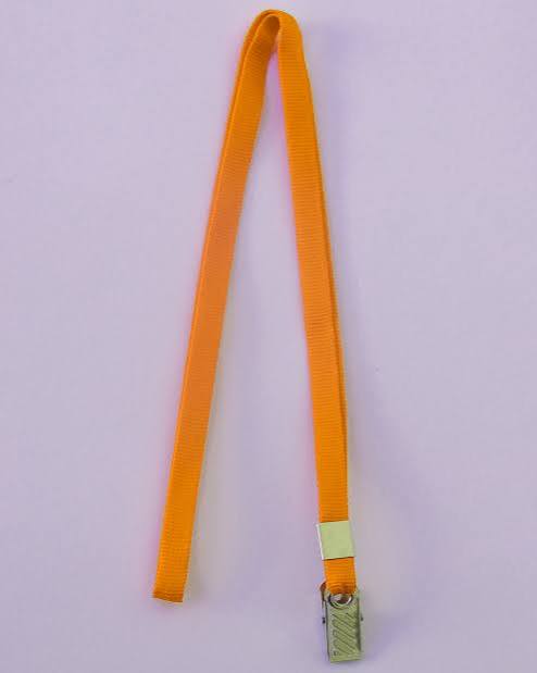 Cordão Liso para Crachá Laranja Neon (12mm) - Espaço do Crachá