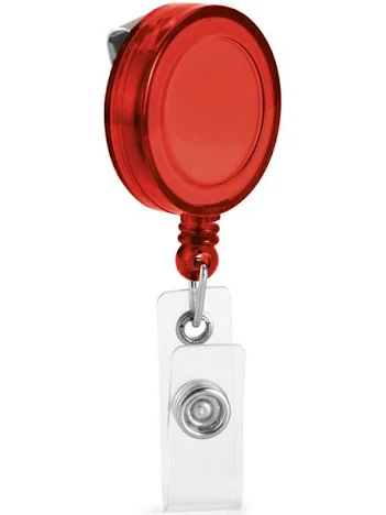 Roller Clips/ Porta Crachá Retrátil Vermelho translucido - Espaço do Crachá