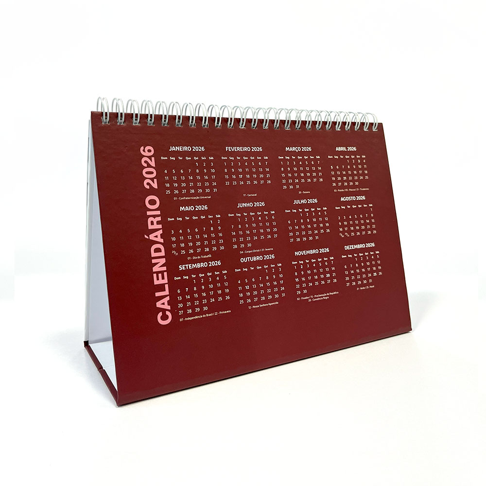 Calendário de Mesa com Base Rígida - Gráfica Madri