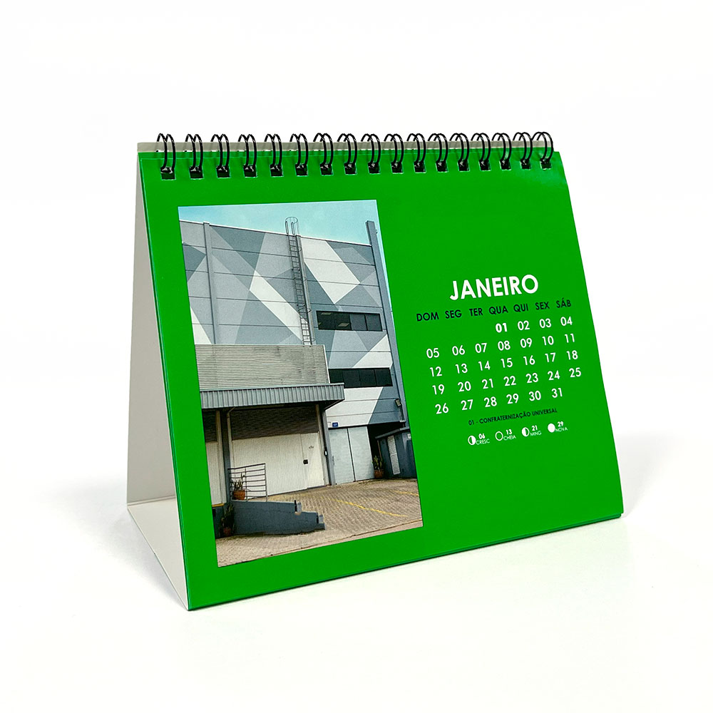 Calendário de Mesa com Base Triplex - Gráfica Madri