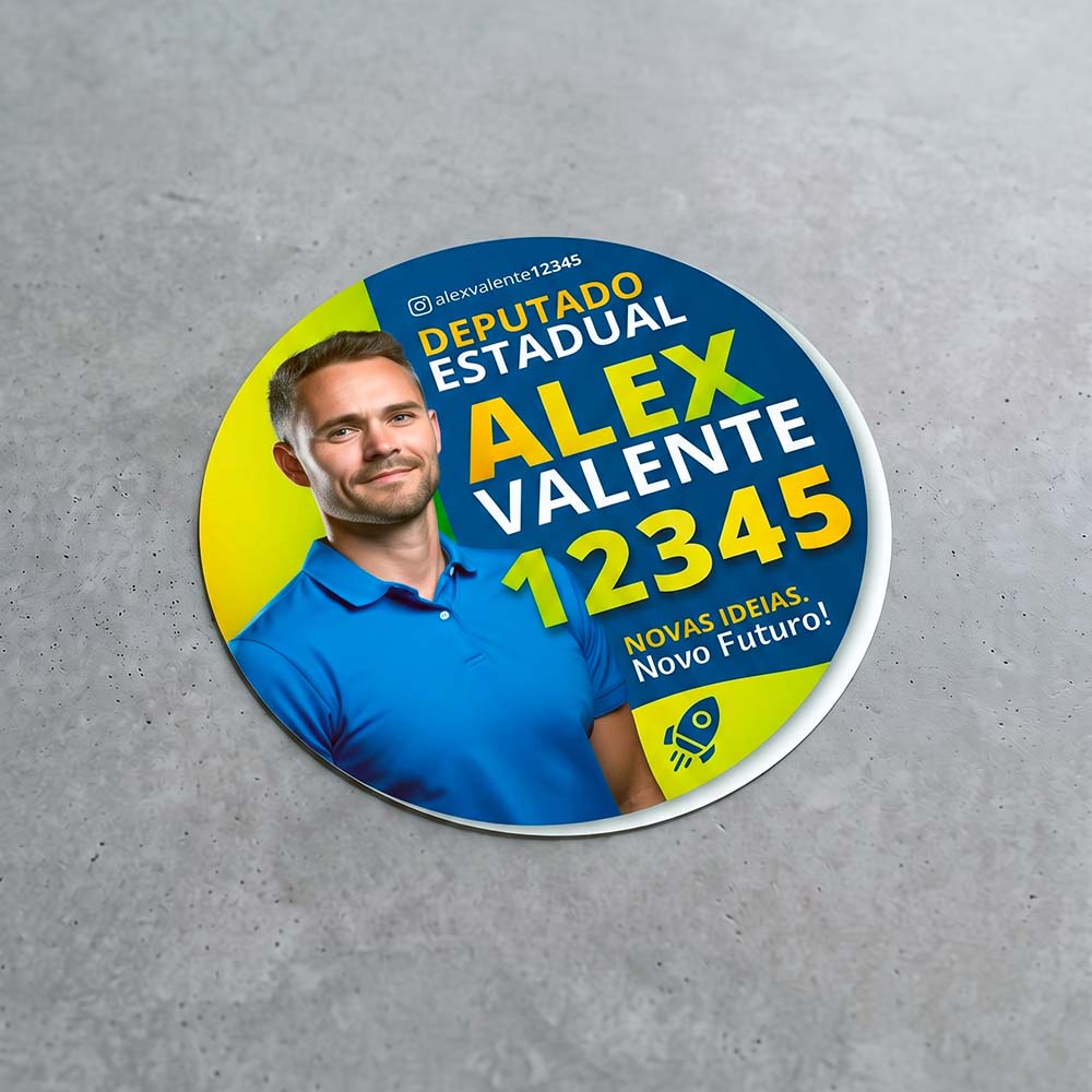Adesivo Vinil Redondo Eleições 2026 - Gráfica Madri