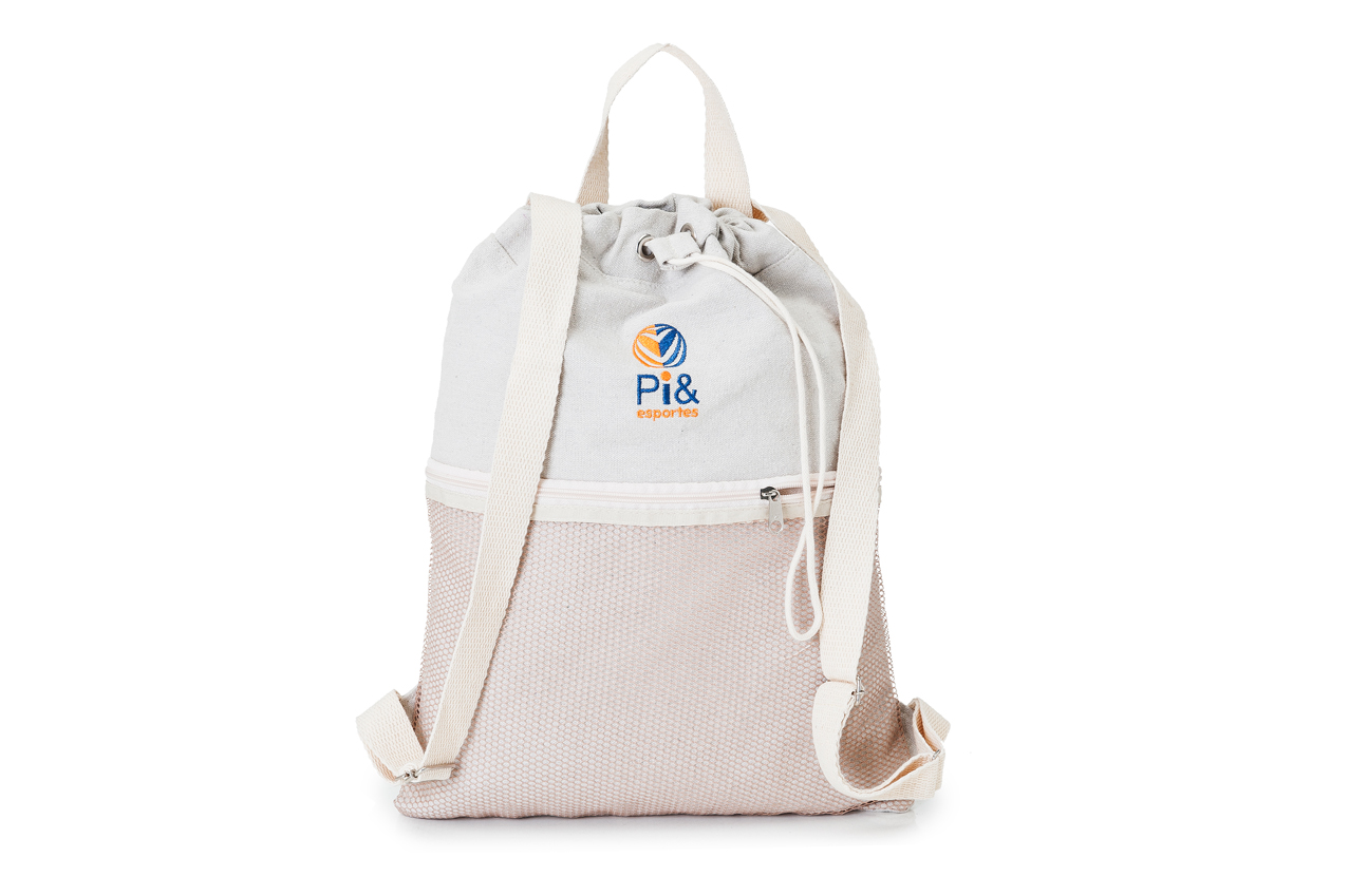 Mochila confeccionada em lona crua - H2M Brindes
