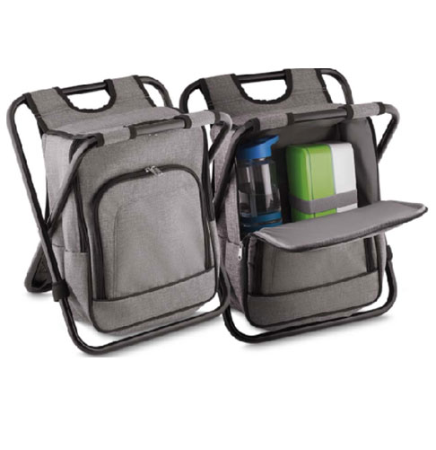 Bolsa térmica e cadeira, confeccionada em tecido poliester, formato 42,5cm x 29cm x 35cm