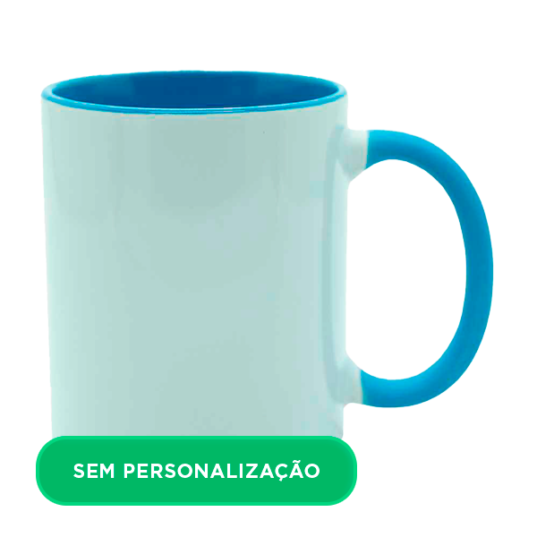 Caneca com Alça e Interior Colorido Azul Claro para Sublimação