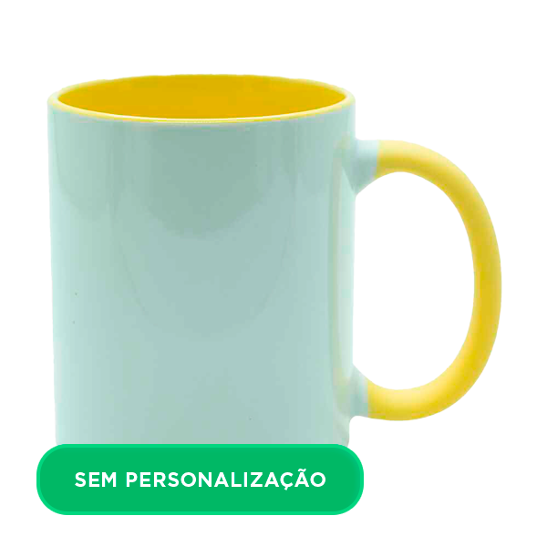 Caneca com Alça e Interior Colorido Amarelo para Sublimação