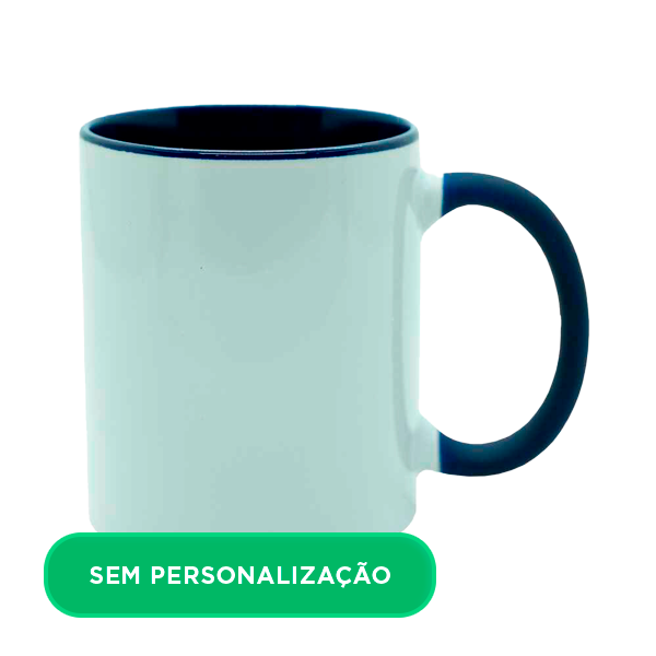 Caneca com Alça e Interior Colorido Preto para Sublimação