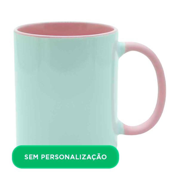Caneca com Alça e Interior Colorido Rosa para Sublimação