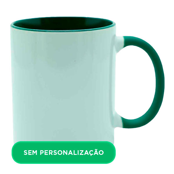 Caneca com Alça e Interior Colorido Verde Escuro para Sublimação