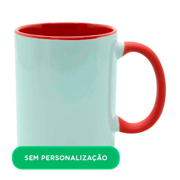 Caneca com Alça e Interior Colorido Vermelho para Sublimação