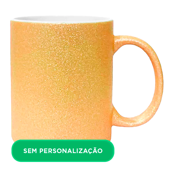 Caneca de Cerâmica com Glitter Dourado