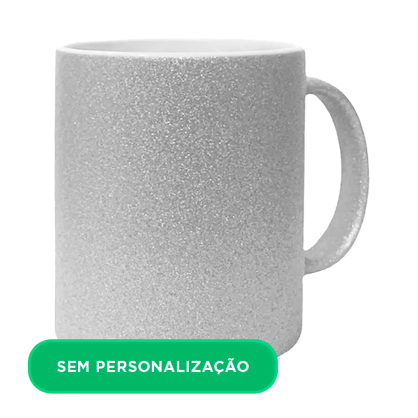 Caneca de Cerâmica com Glitter Prata