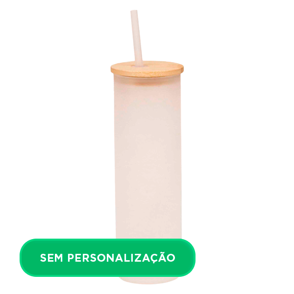 Copo Vidro com Tampa Bambú