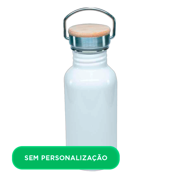 Garrafa Inox com Tampa de Bambu