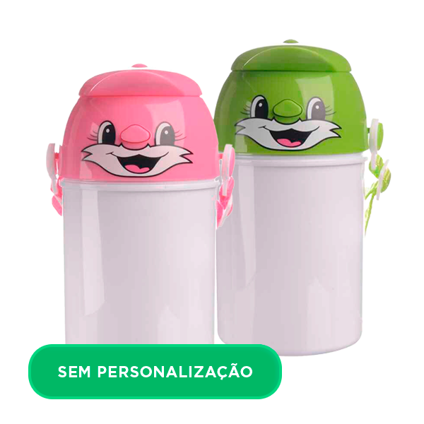 Garrafa Plástica Infantil com Tampa de Rostinho