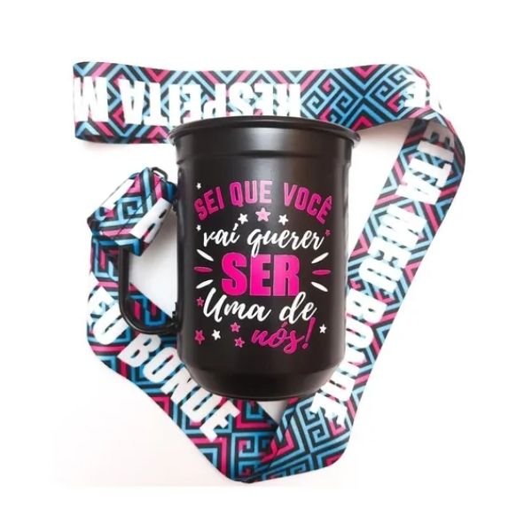 Caneca de alumínio personalizada com tirante | Ninja Brindes