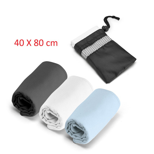 Toalha Esportiva em Microfibra 40x80cm (210g/m²) com Bolsa