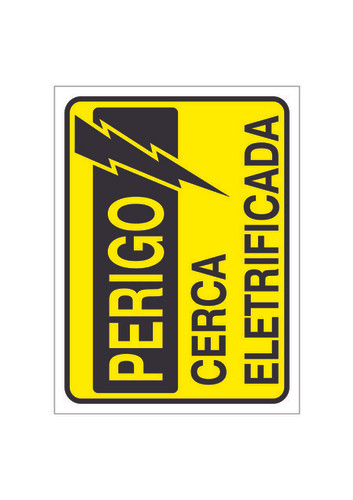 Perigo - Cerca eletrificada 15x20 - Pacote com 12un