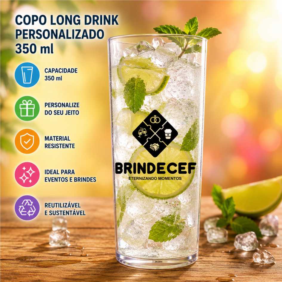 Copo Long Drink Personalizado 350ml - BrindeCEF