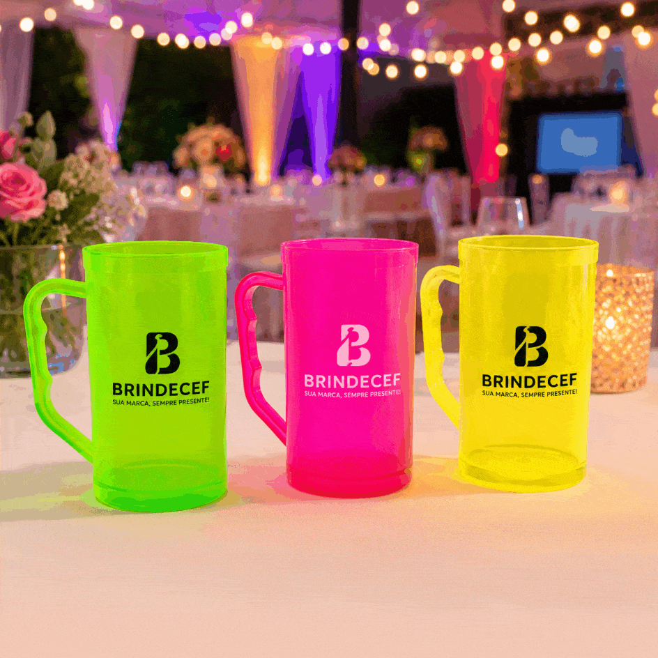 Caneca de Acrílico Personalizada Neon 300ml para Festas