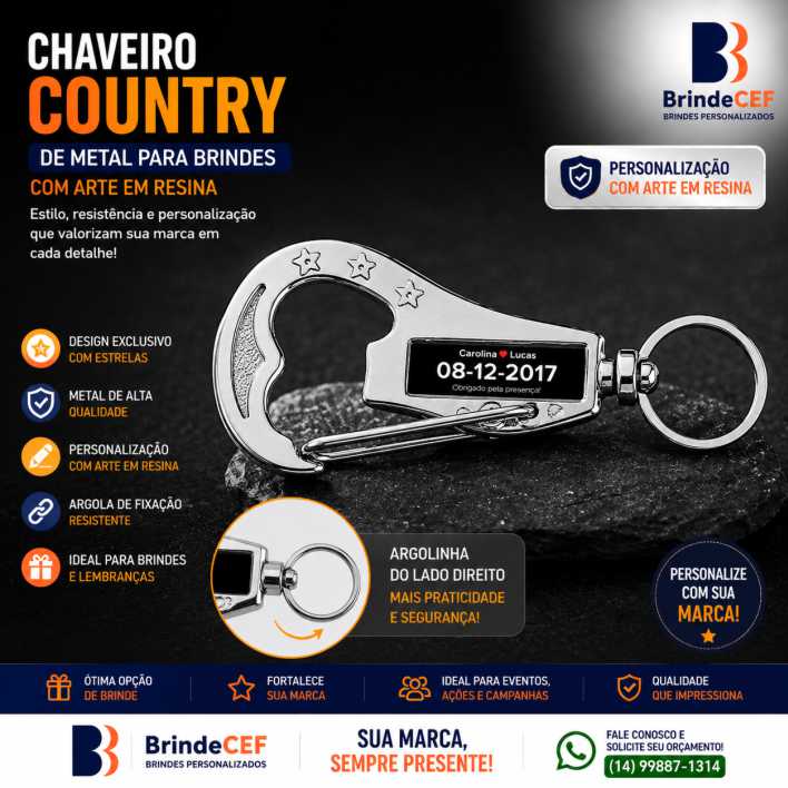 Chaveiros personalizados Country - BrindeCEF