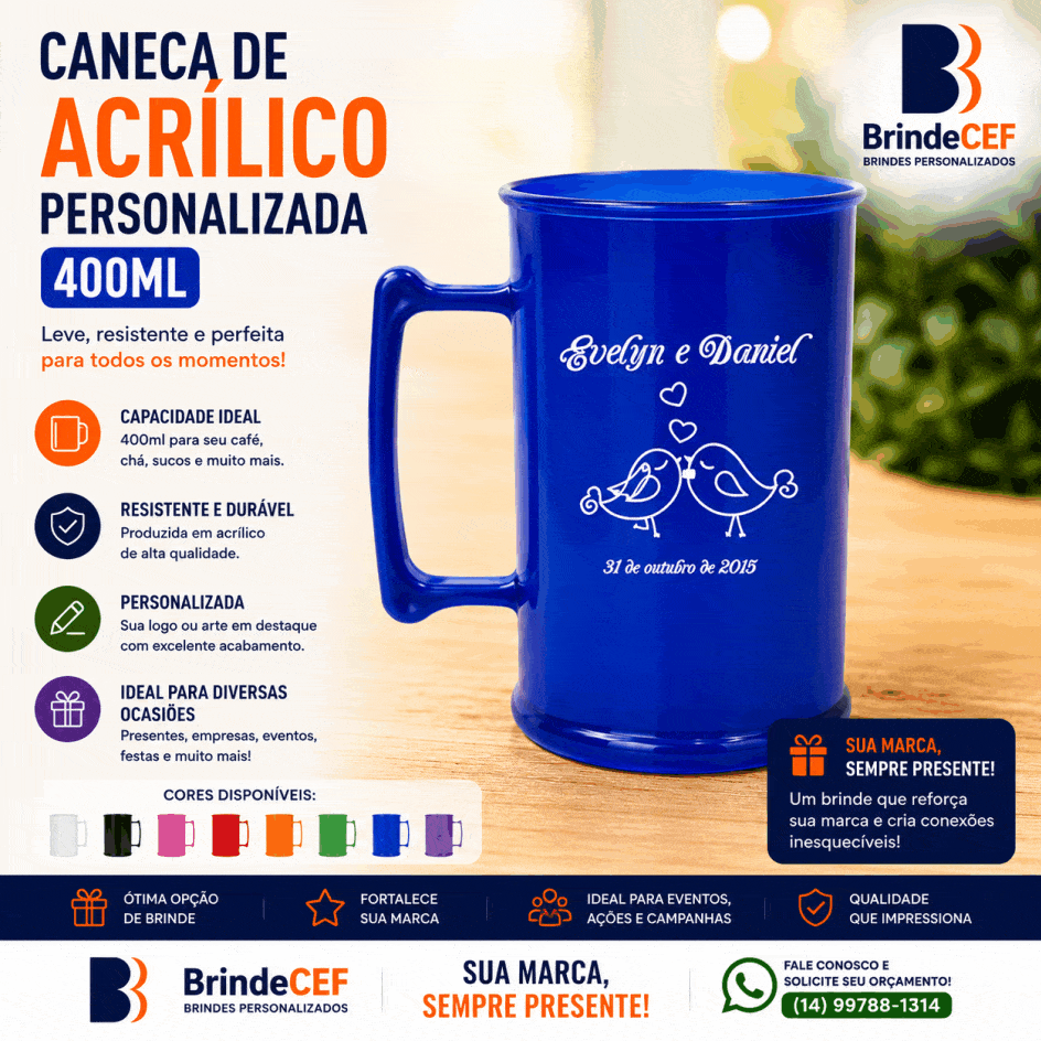 Caneca de Chopp Personalizada 400ml - BrindeCEF