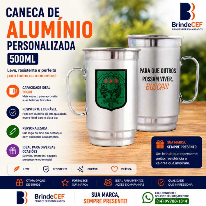 Canecas de Aluminio Personalizadas 500 ml