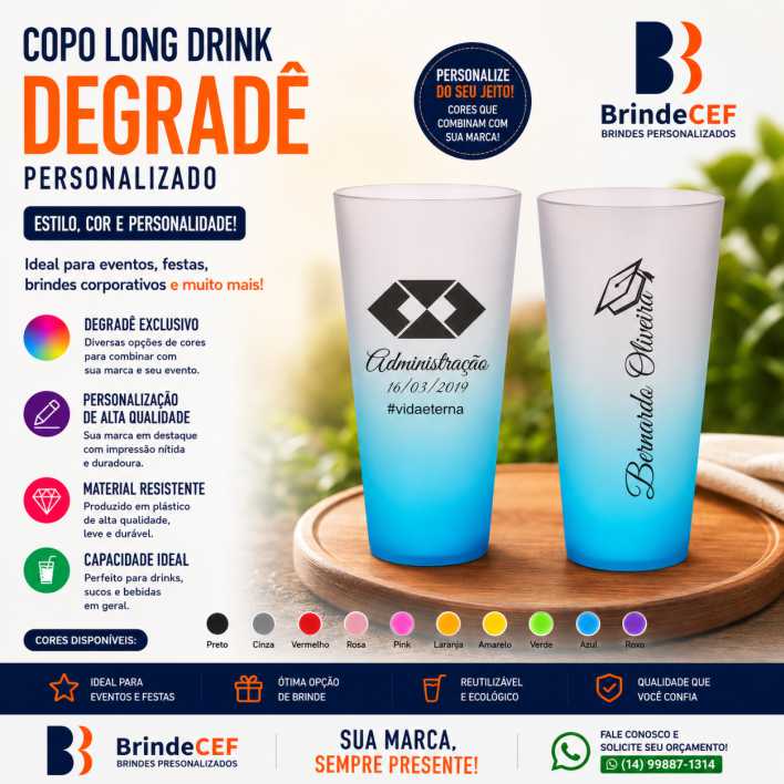 Copo Long Drink Degrade Personalizado - BrindeCEF