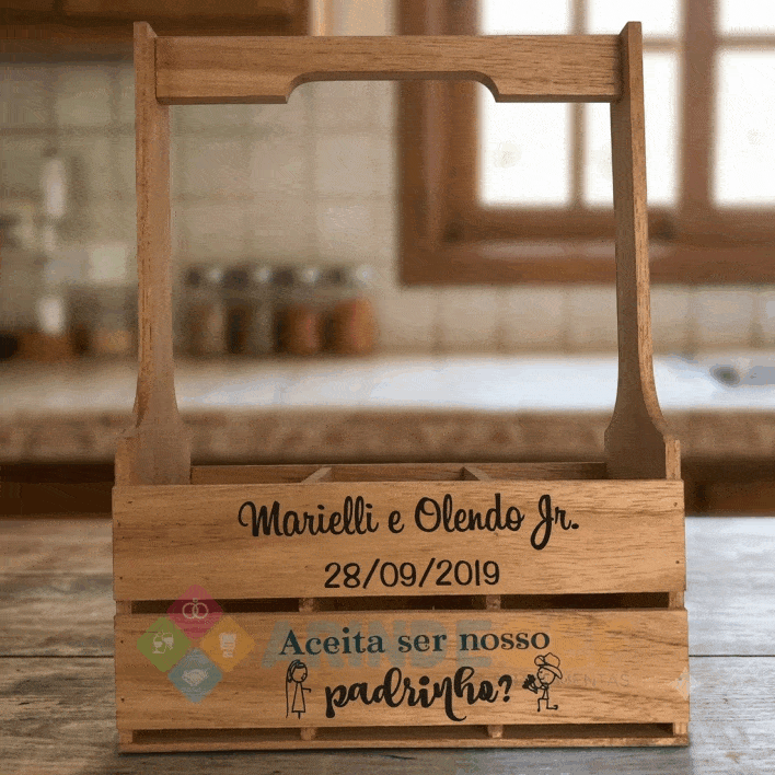 Caixote de MDF com Alça e 3 Divisórias Personalizado - BrindeCEF