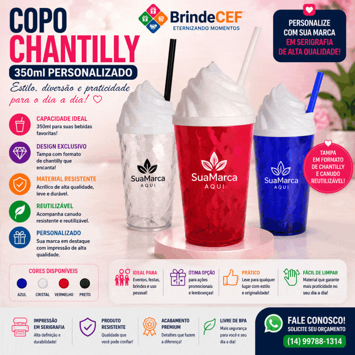 Copo Chantilly 350ml Personalizado - BrindeCEF