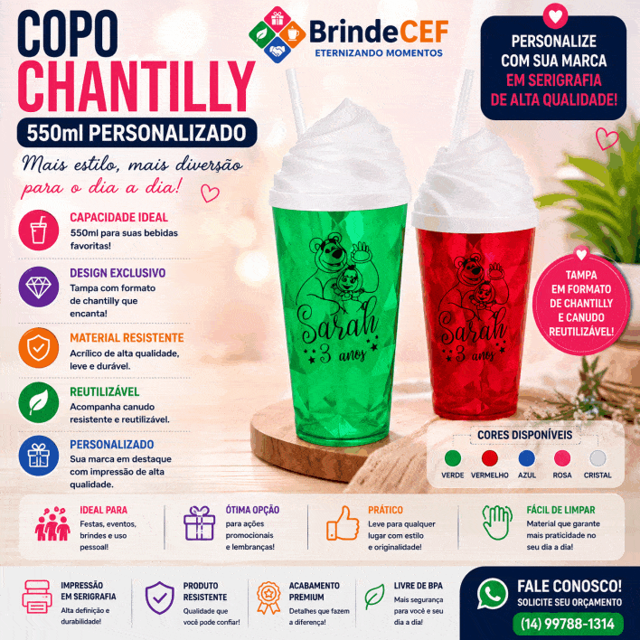Copo Chantilly 550ml Personalizado para Brindes - BrindeCEF