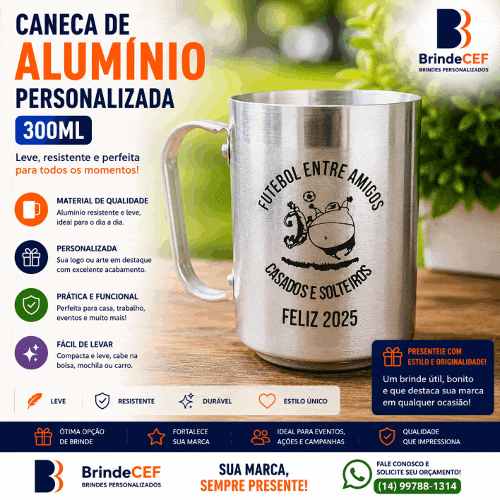 Canecas de Alumínio Personalizadas 300ml | BrindeCEF