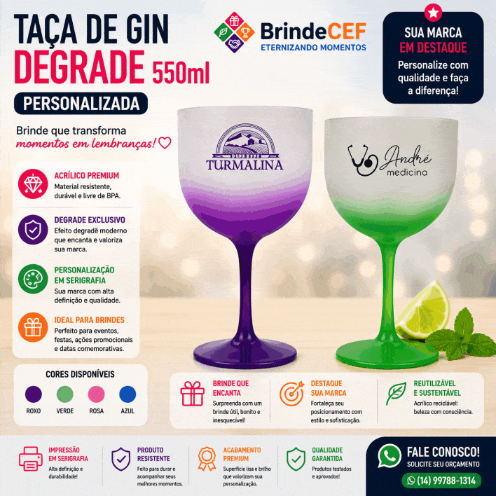 Taça de Gin de Acrílico Degrade 550ml - BrindeCEF