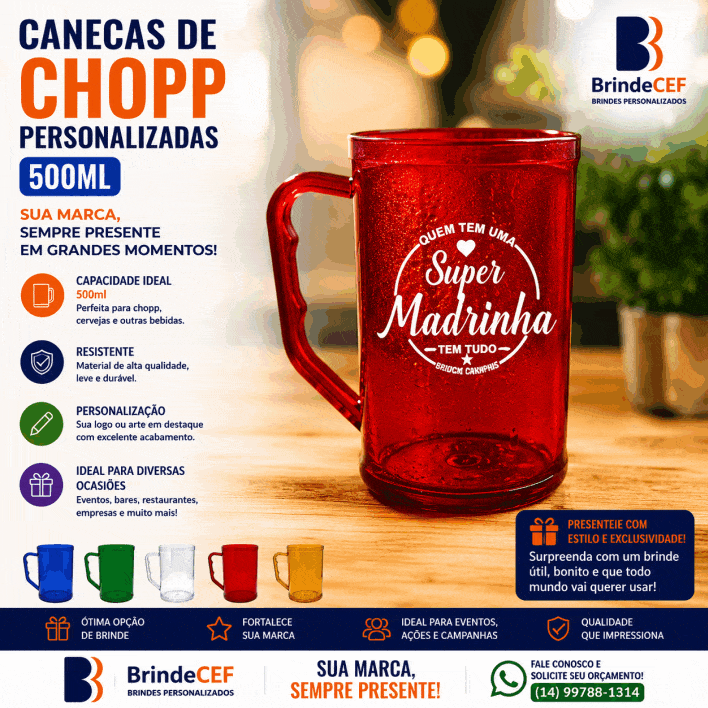 Canecas de Chopp Personalizadas de 500ml - BrindeCEF